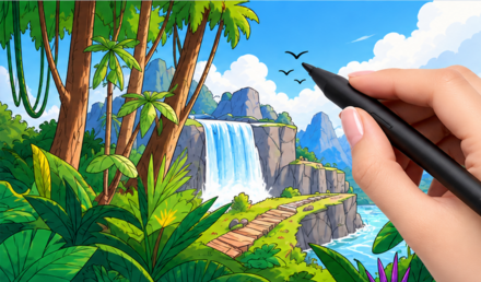 Tropical Waterfall Artwork