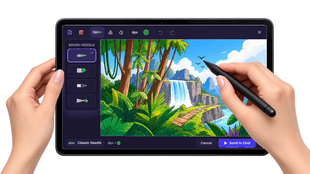 Chatnity Paint Studio Tablet Drawing Tropical Waterfall Scene